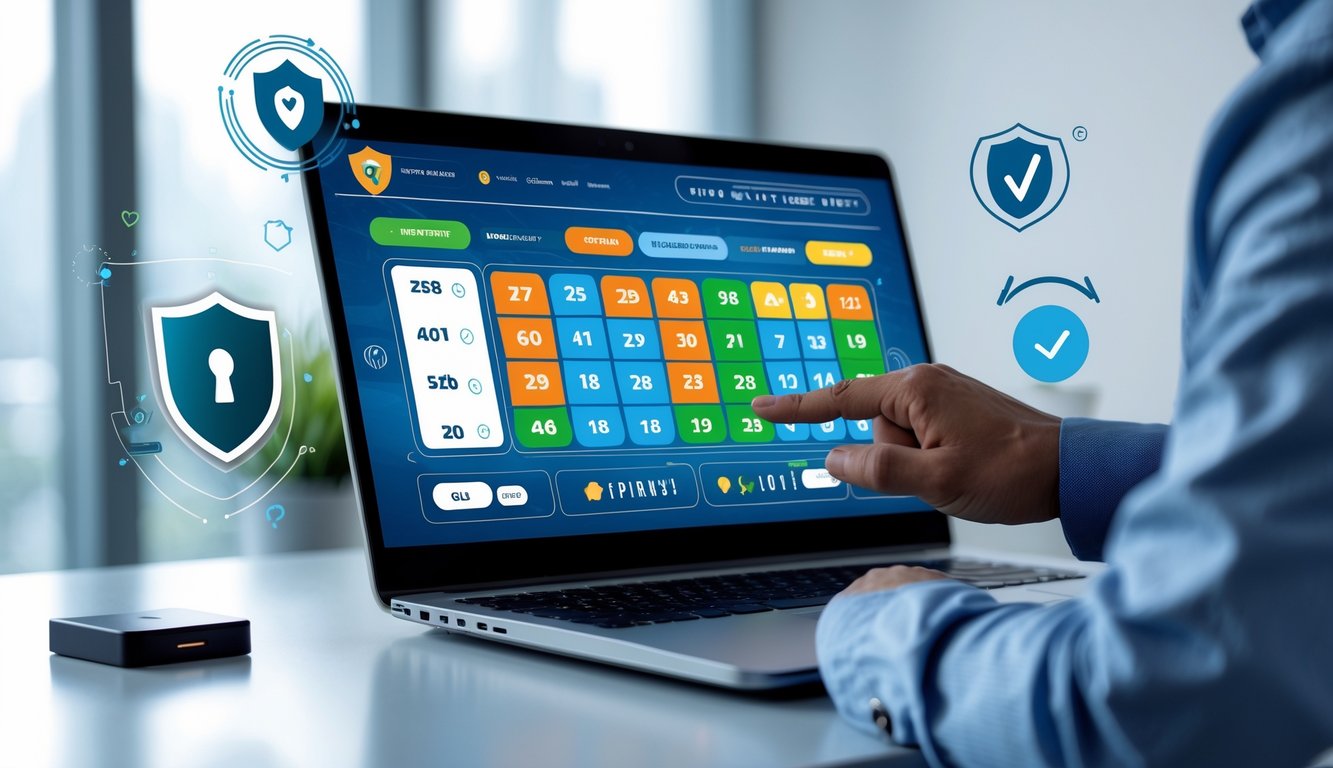 Seseorang menggunakan komputer di kantor modern dengan tampilan situs togel online yang terpercaya di layar.