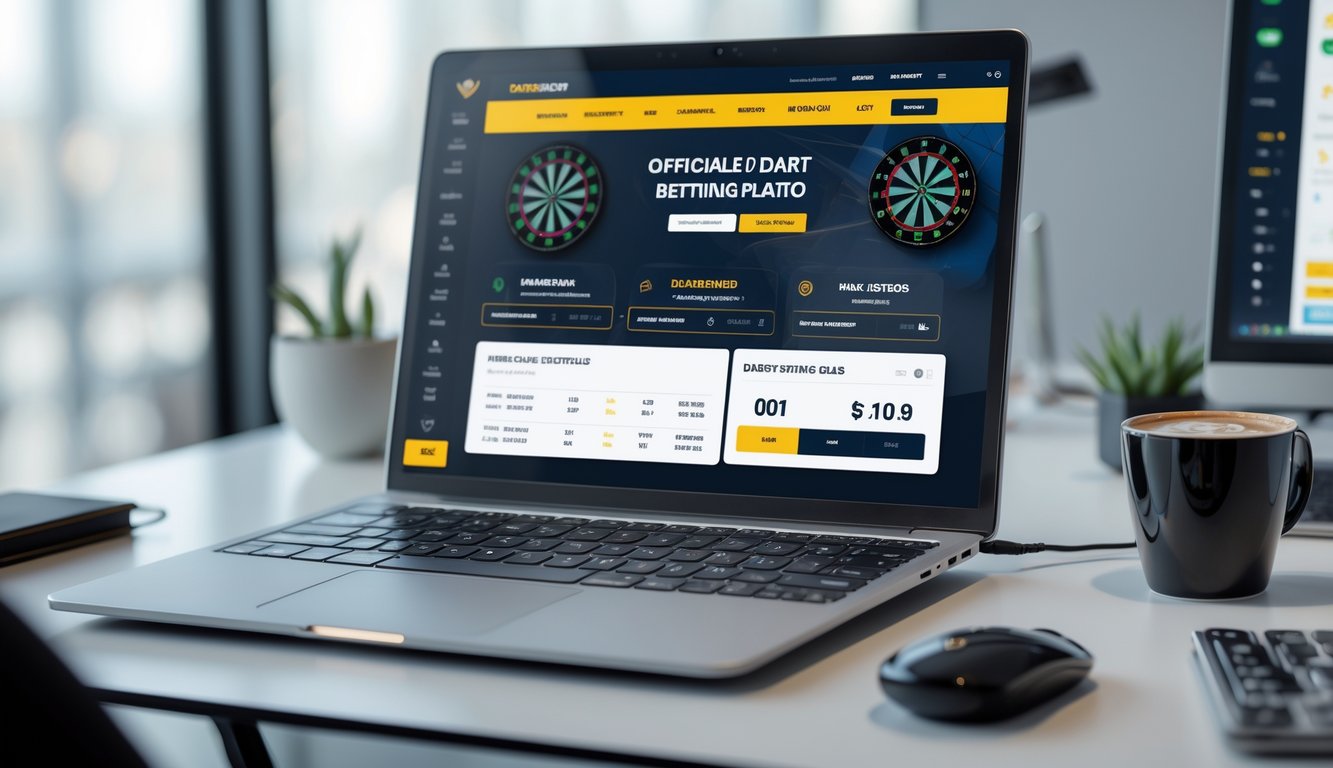 Seseorang menggunakan komputer dengan tampilan platform taruhan dart resmi di layar dalam ruang kerja yang rapi.