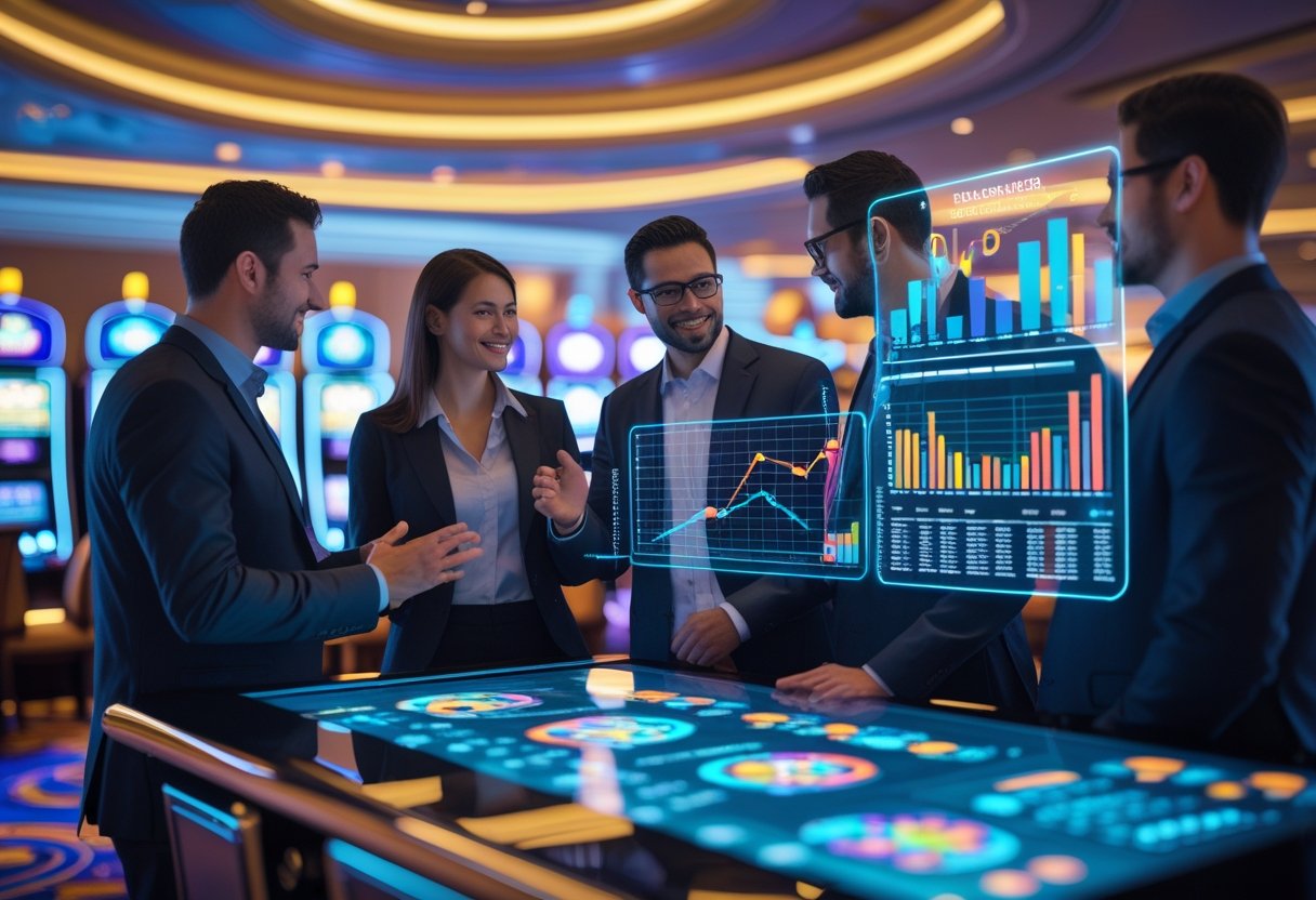 professionals analyzing data for online casino