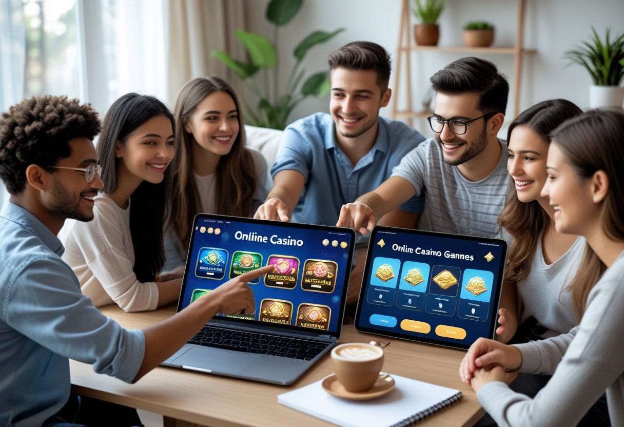 Pepople playing online casino games