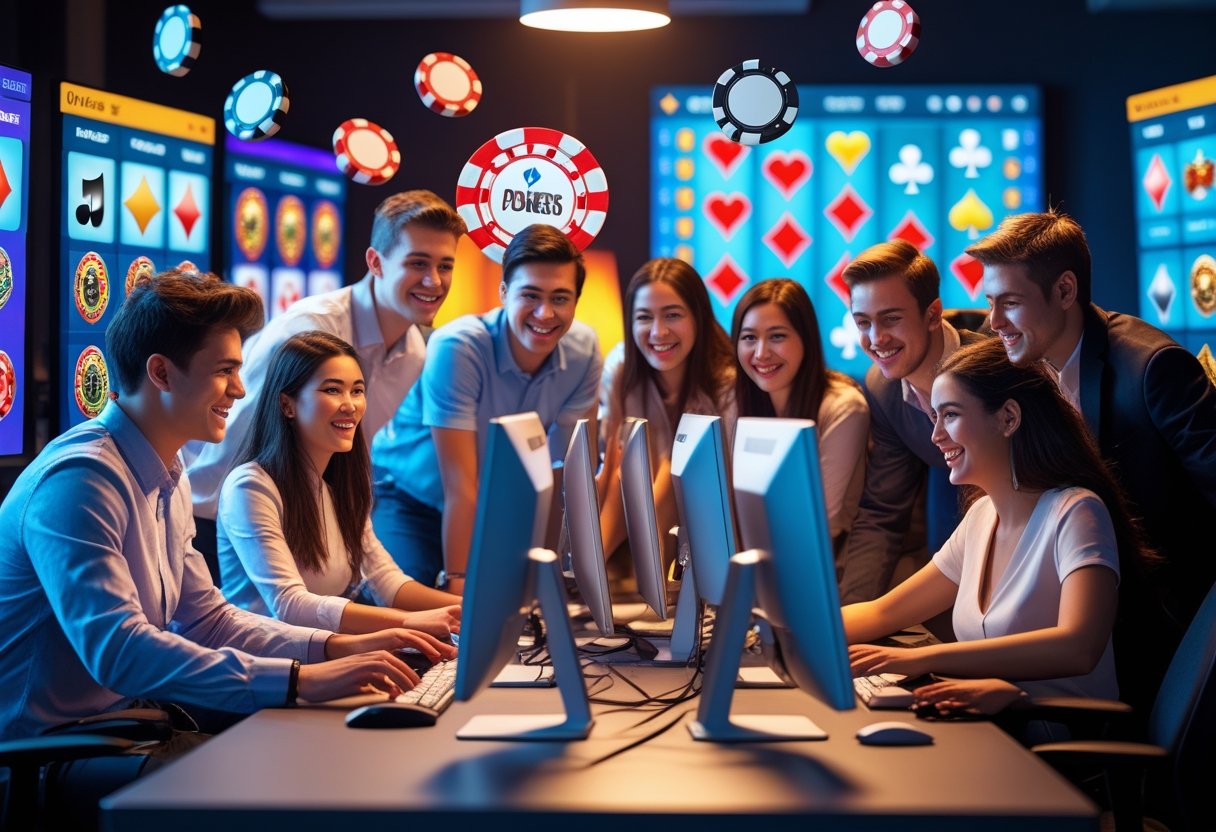 Players enjoying online casino