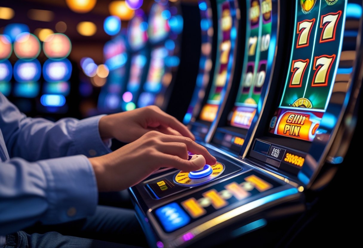 A person playing slots