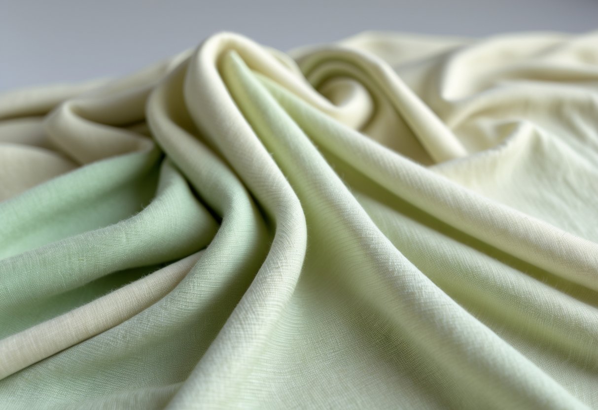 Close-up of soft, lightweight bamboo fabric folded to show its texture and breathability.