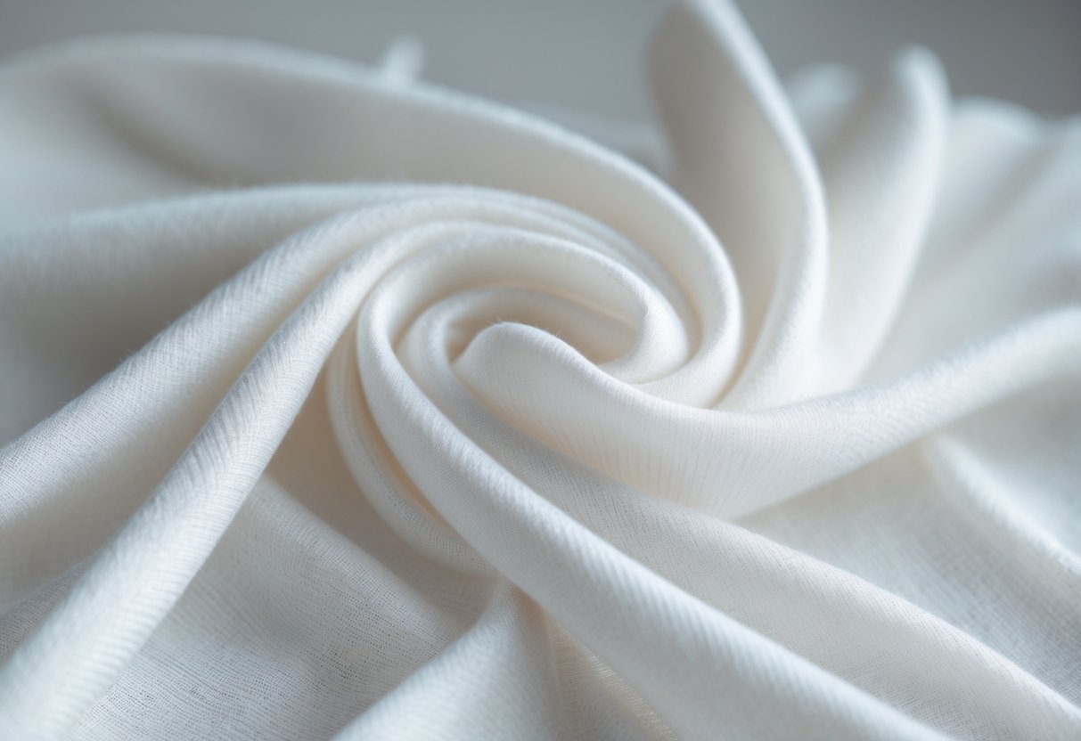 Close-up of soft, lightweight fabric gently draped to show its smooth texture and breathability.