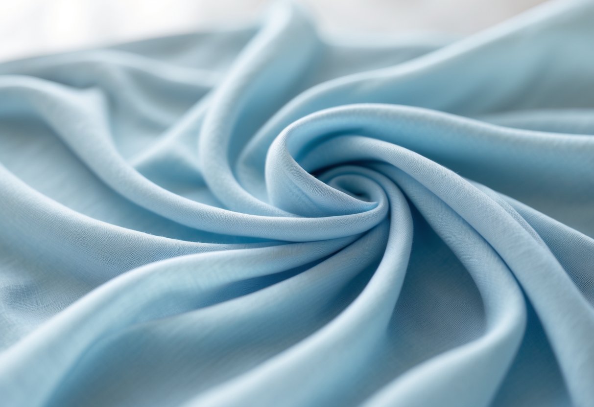 Close-up of soft, lightweight rayon fabric draped to show its smooth texture and lightness.