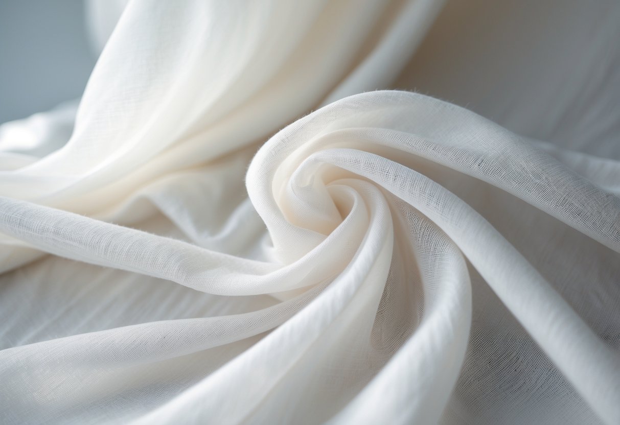 Close-up of soft, sheer voile fabric draped to show its light and breathable texture.