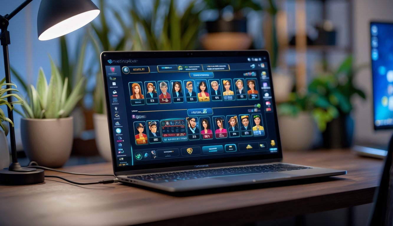 Seseorang bermain poker online di depan komputer dengan tampilan permainan poker dan suasana ruangan yang nyaman.