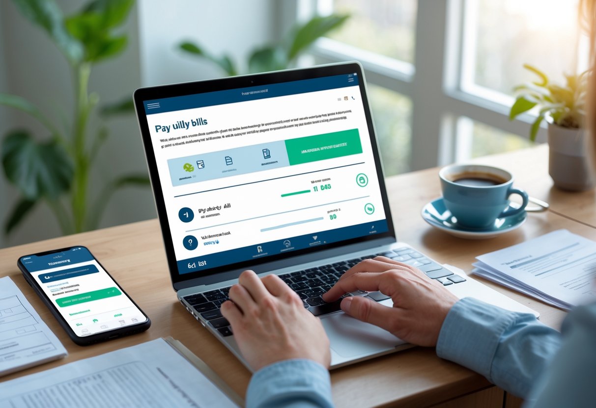 ایک شخص گھر میں کمپیوٹر پر واپڈا کا بل آن لائن چیک اور ادائیگی کر رہا ہے۔