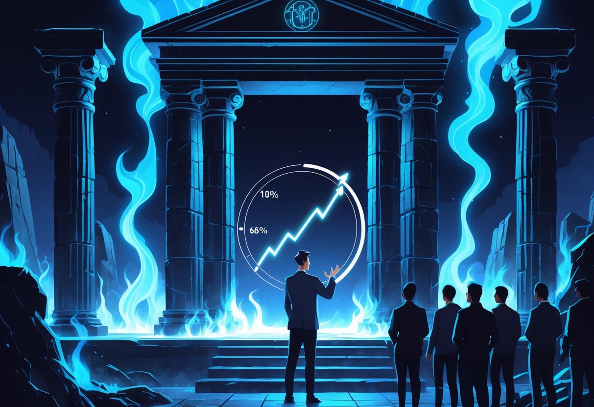 Sebuah ilustrasi profesional yang menunjukkan gerbang dunia bawah tanah dengan grafik dan seorang pemandu yang menjelaskan kepada sekelompok pemula.