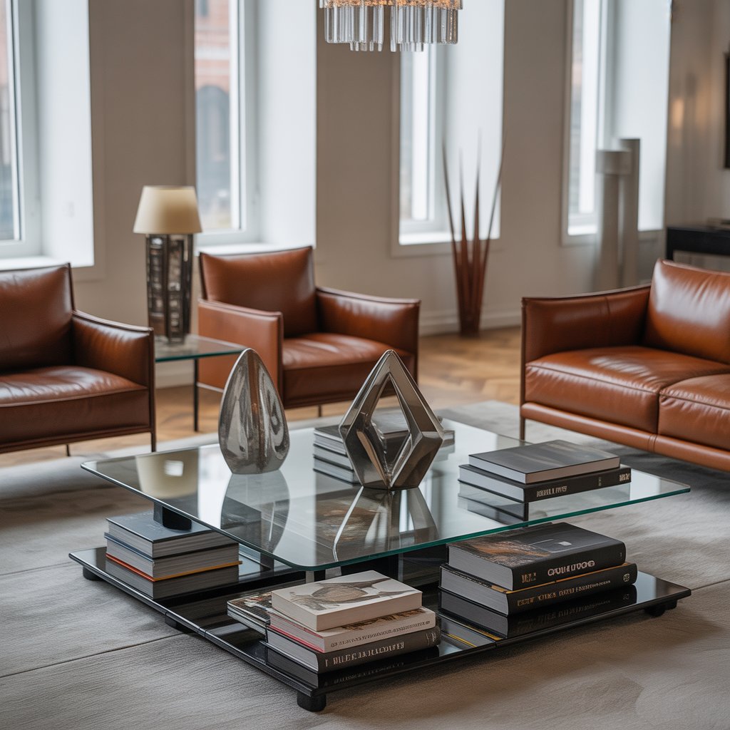 A modern living room with expensive, stylish furniture that looks uncomfortable and uninviting.