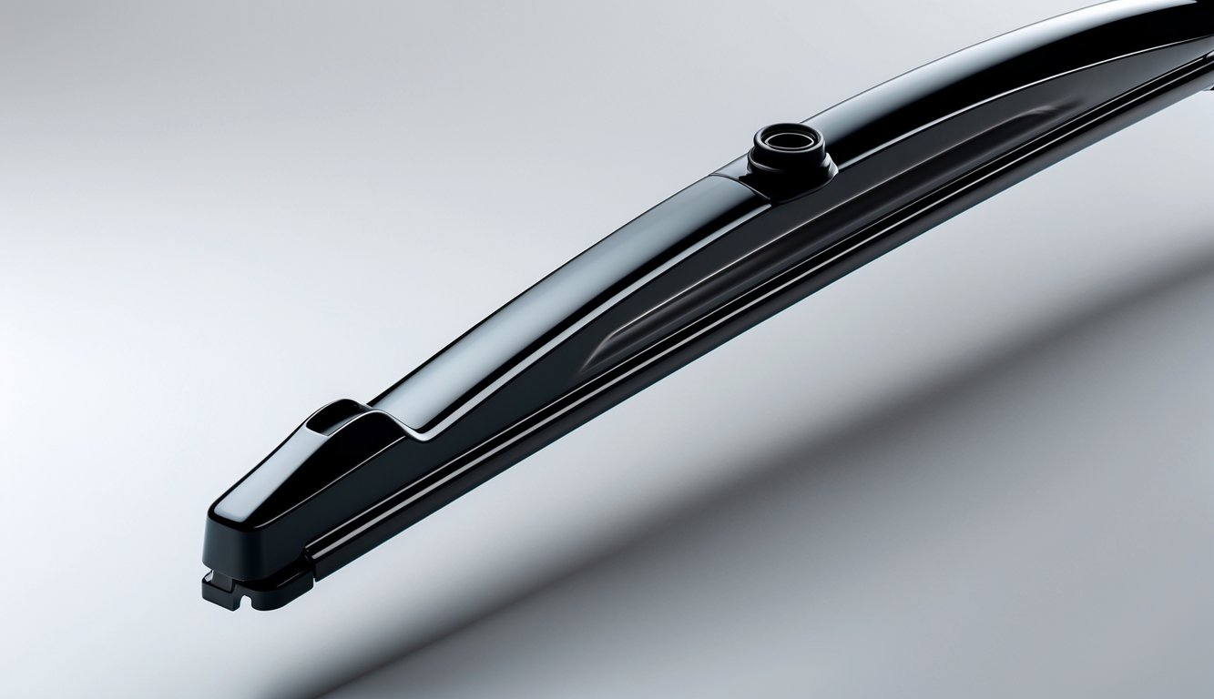 Foto close-up wiper mobil silikon premium berwarna hitam dengan latar belakang polos.