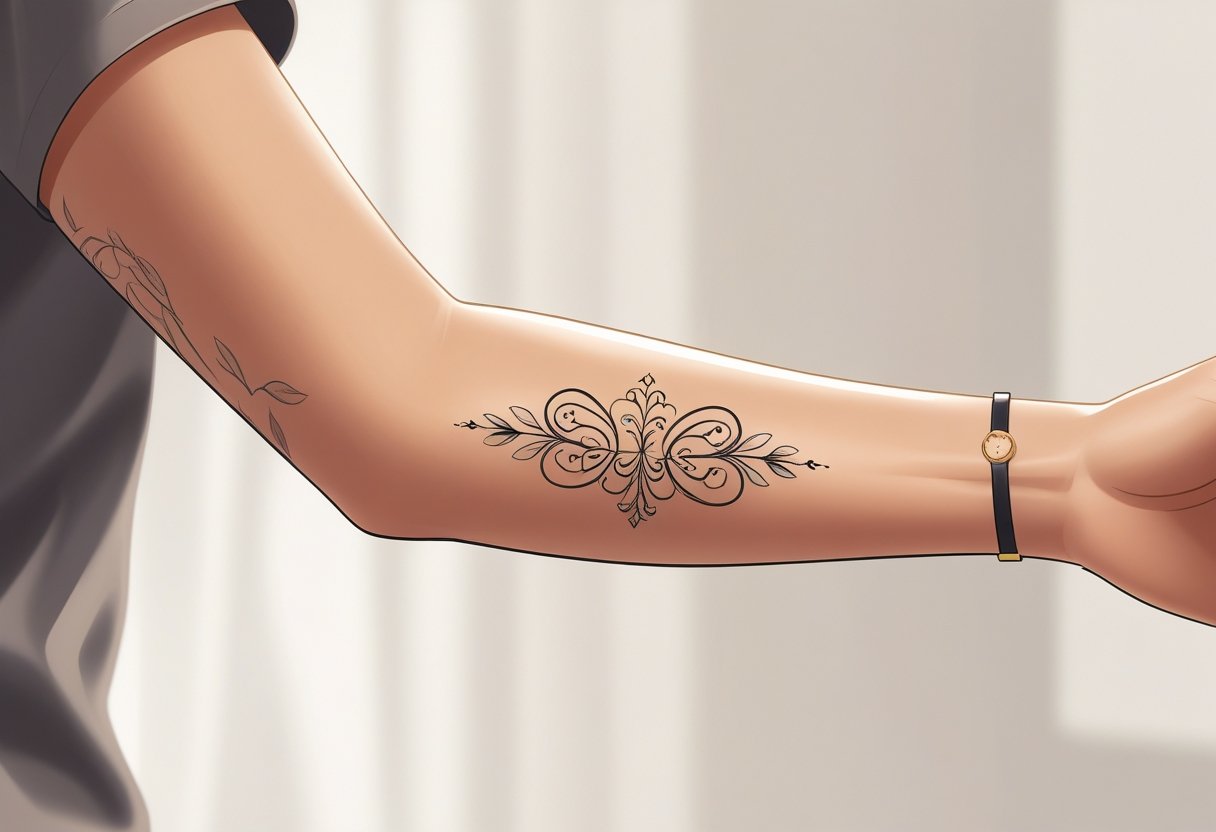 Tatuagem 10cm: Guia Completo de Tamanhos e Posicionamento no Corpo Braço com uma tatuagem detalhada de 10 centímetros em destaque.