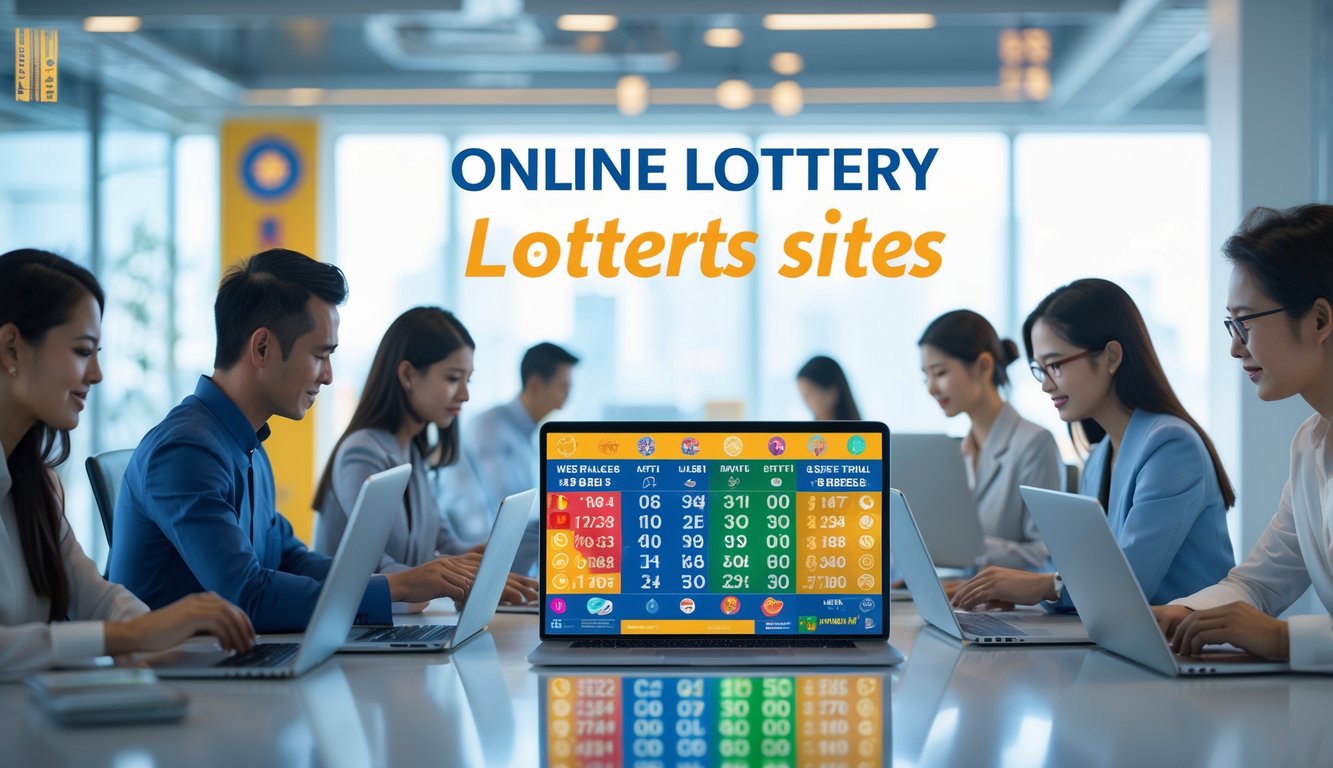 Orang-orang menggunakan perangkat digital di ruang kantor modern dengan dekorasi yang terinspirasi dari budaya Thailand.