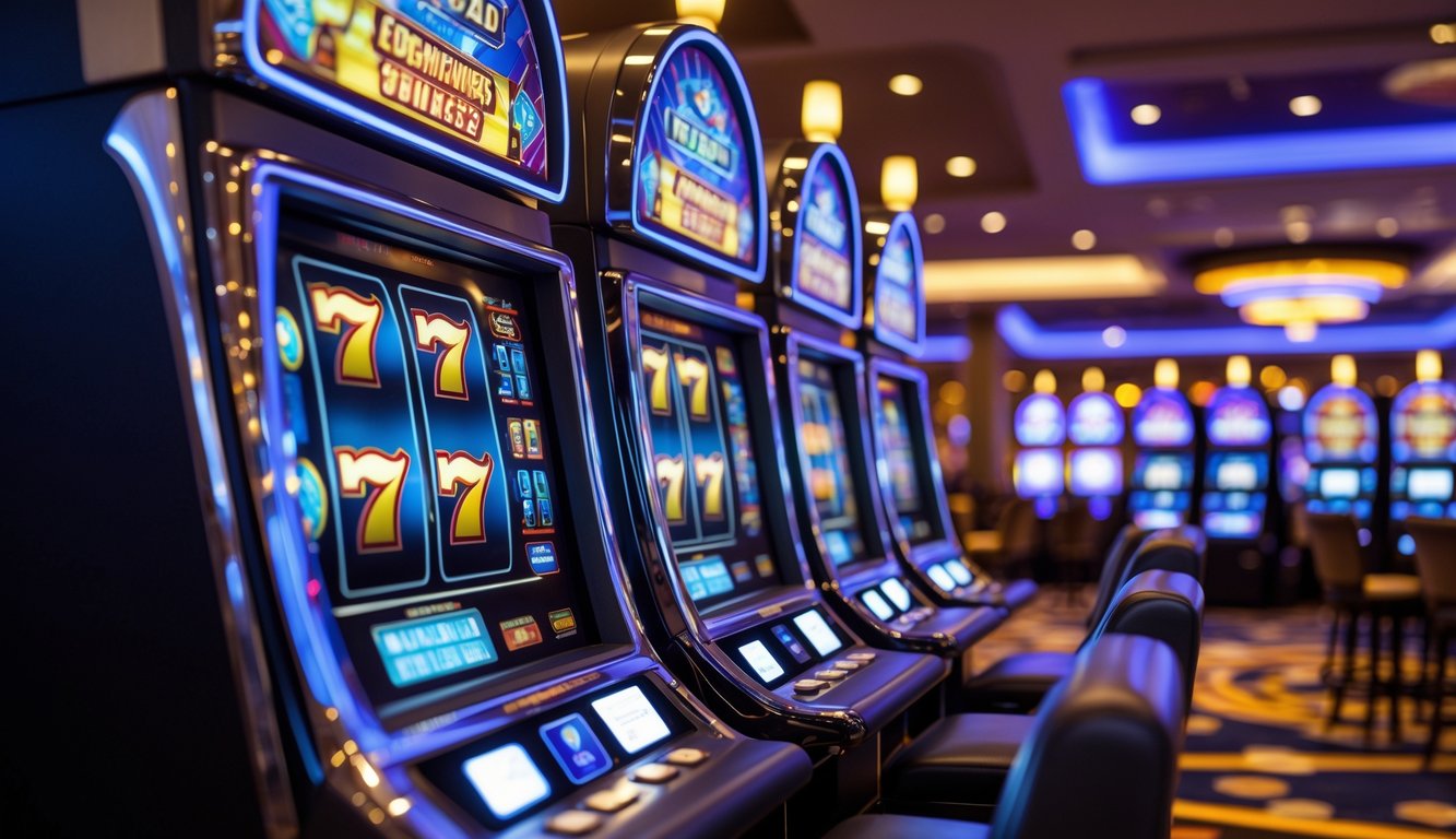 Mesin slot modern di dalam kasino dengan antarmuka permainan yang mudah dipahami dan suasana yang menarik.