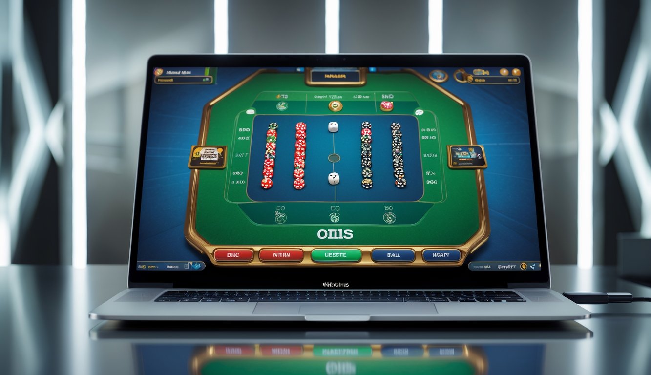 Tampilan permainan Sicbo online pada layar komputer dengan grafik dadu yang jelas dan stabil.