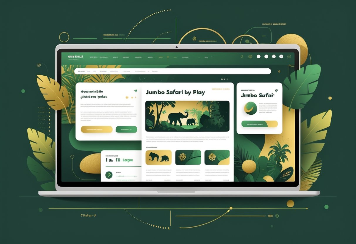 Ilustrasi halaman utama platform berita digital yang menampilkan pembaruan terbaru tentang Jumbo Safari Pragmatic Play dengan elemen bertema safari dan desain modern.