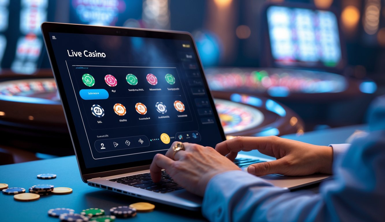 Tampilan antarmuka situs live casino online profesional dengan navigasi yang mudah dipahami di layar laptop.