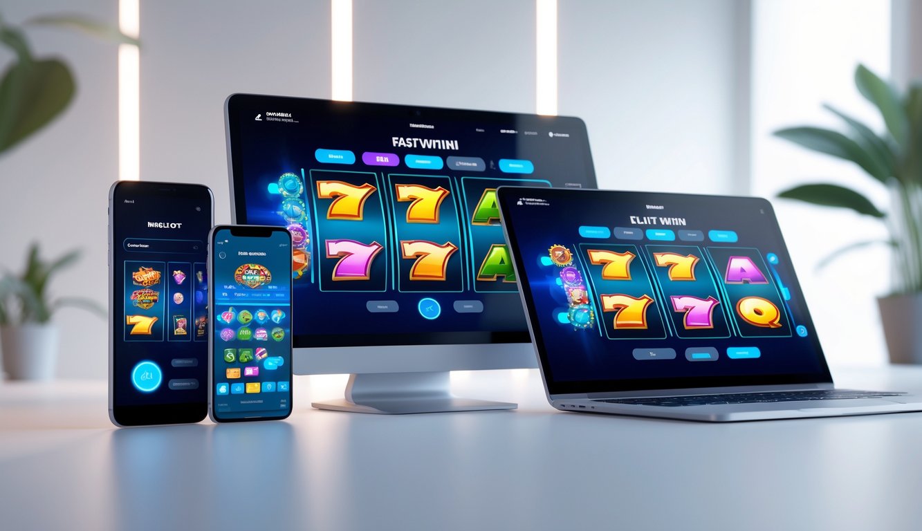 Beberapa perangkat digital menampilkan permainan slot online dengan antarmuka yang responsif dan mudah diakses.
