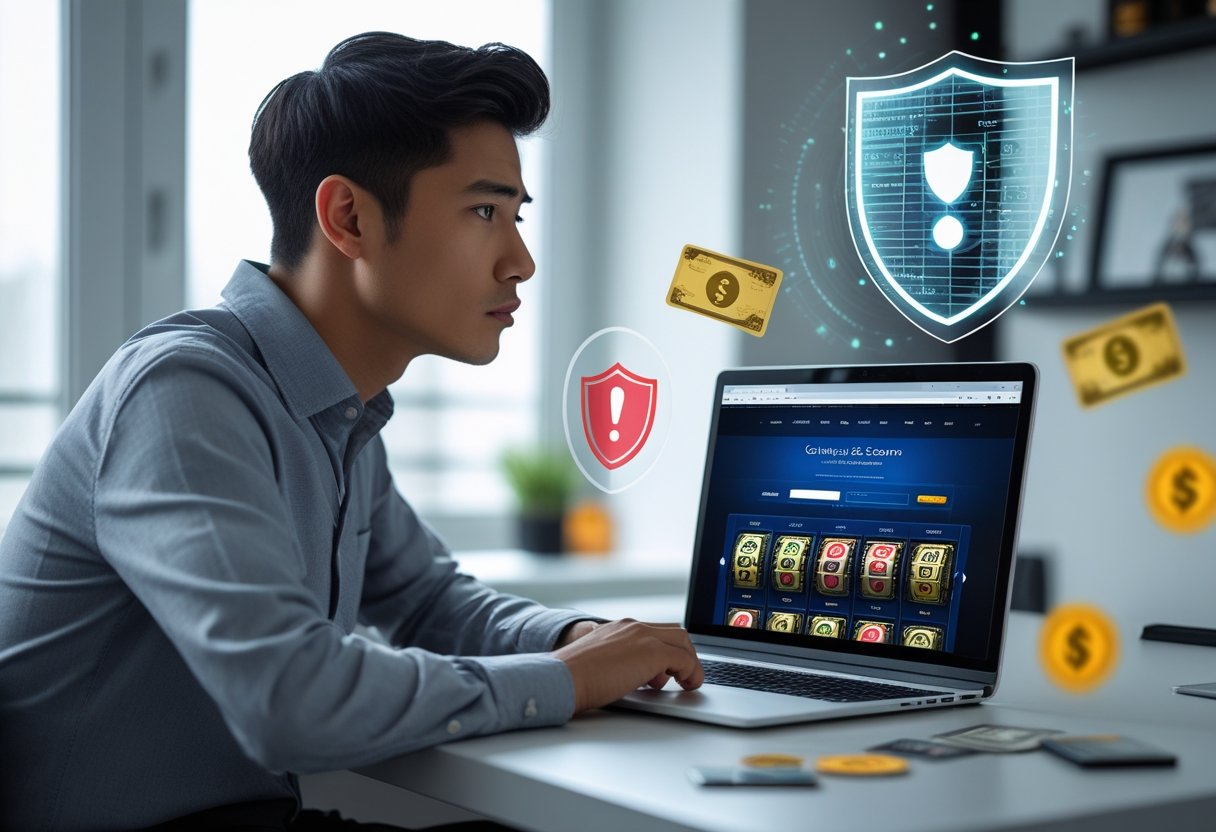 Man thinking how to avoid online casino scams