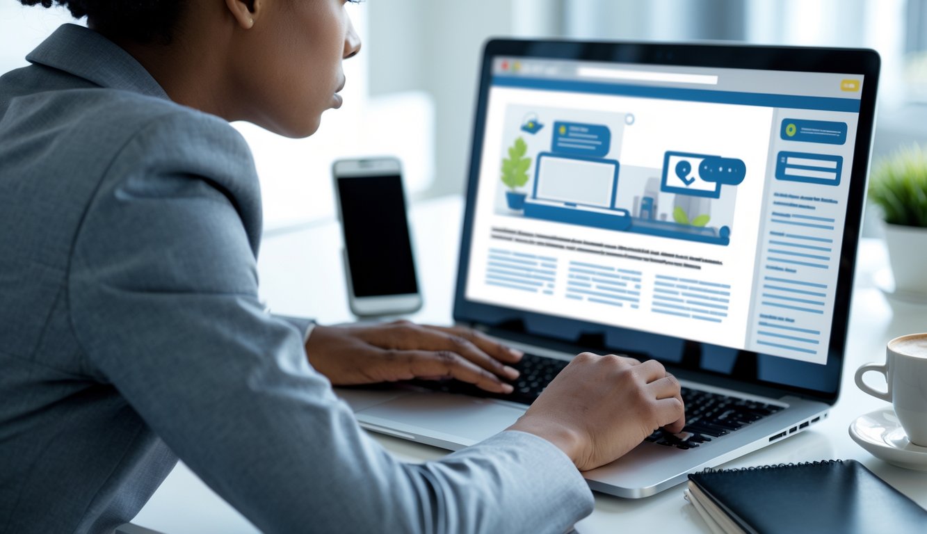 Seseorang duduk di meja dengan laptop, terlihat fokus dan waspada saat melihat aktivitas online yang mencurigakan.