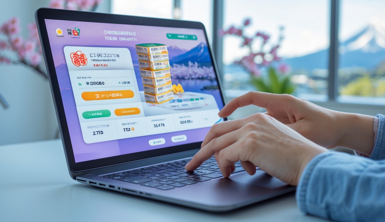 Seseorang menggunakan perangkat digital untuk melakukan pembayaran cepat pada layanan togel Jepang online di meja kerja yang rapi.