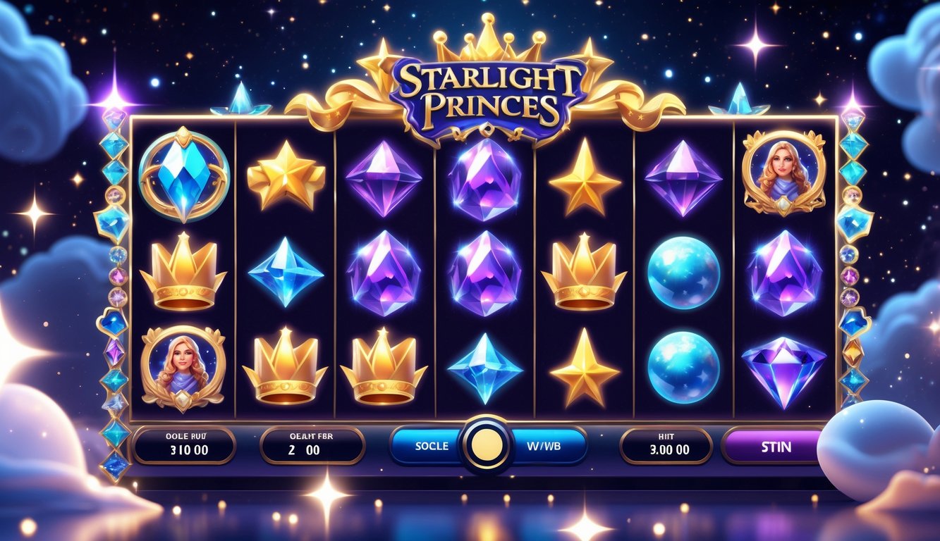 Gambar mesin slot online dengan tema pangeran bintang dan latar belakang langit berbintang