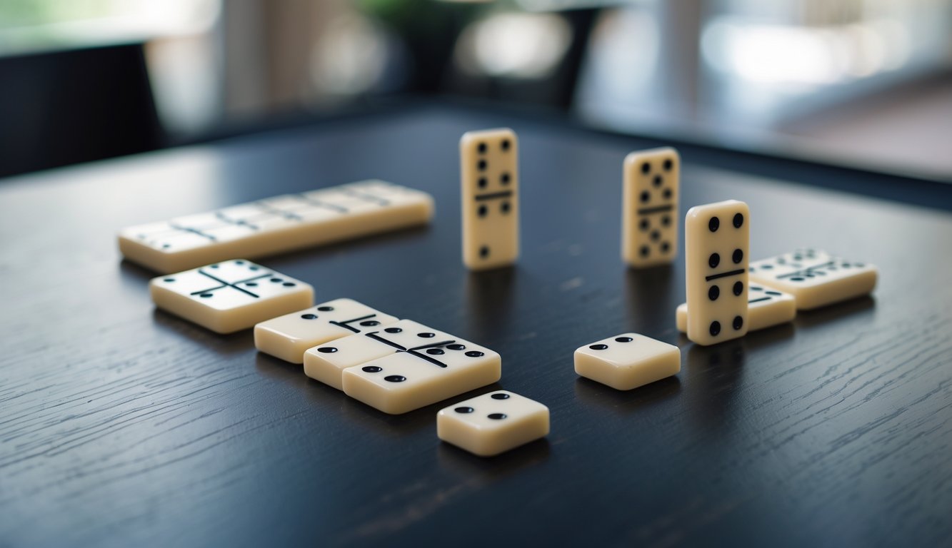 Meja permainan dengan susunan domino QQ tanpa potongan terlihat rapi dan teratur.