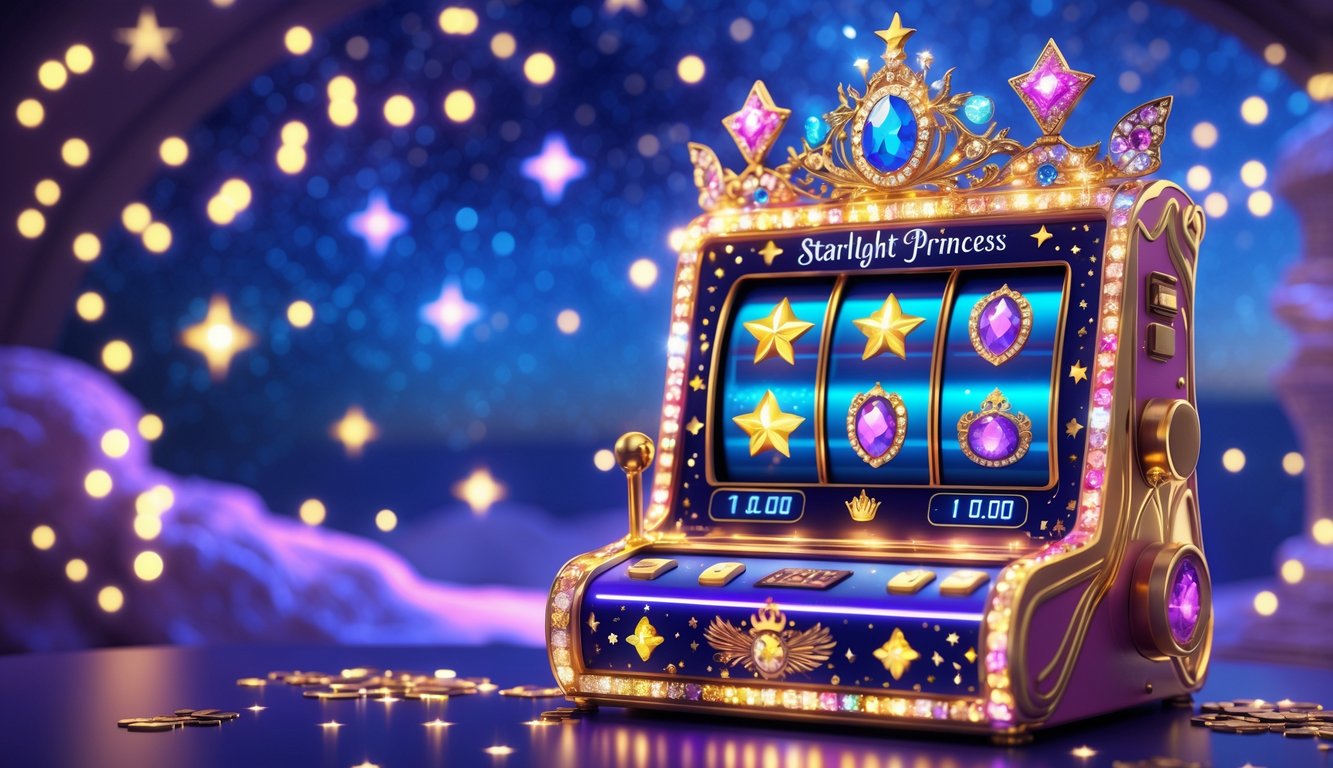 Mesin slot bertema putri bintang dengan latar langit malam penuh bintang yang berkilauan.
