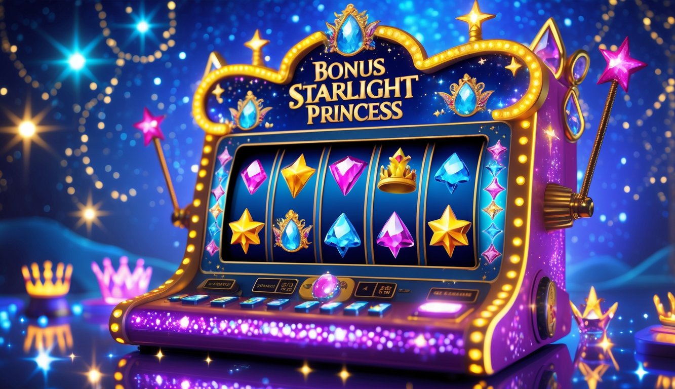 Mesin slot bertema putri bintang dengan latar langit malam penuh bintang yang berkilauan.