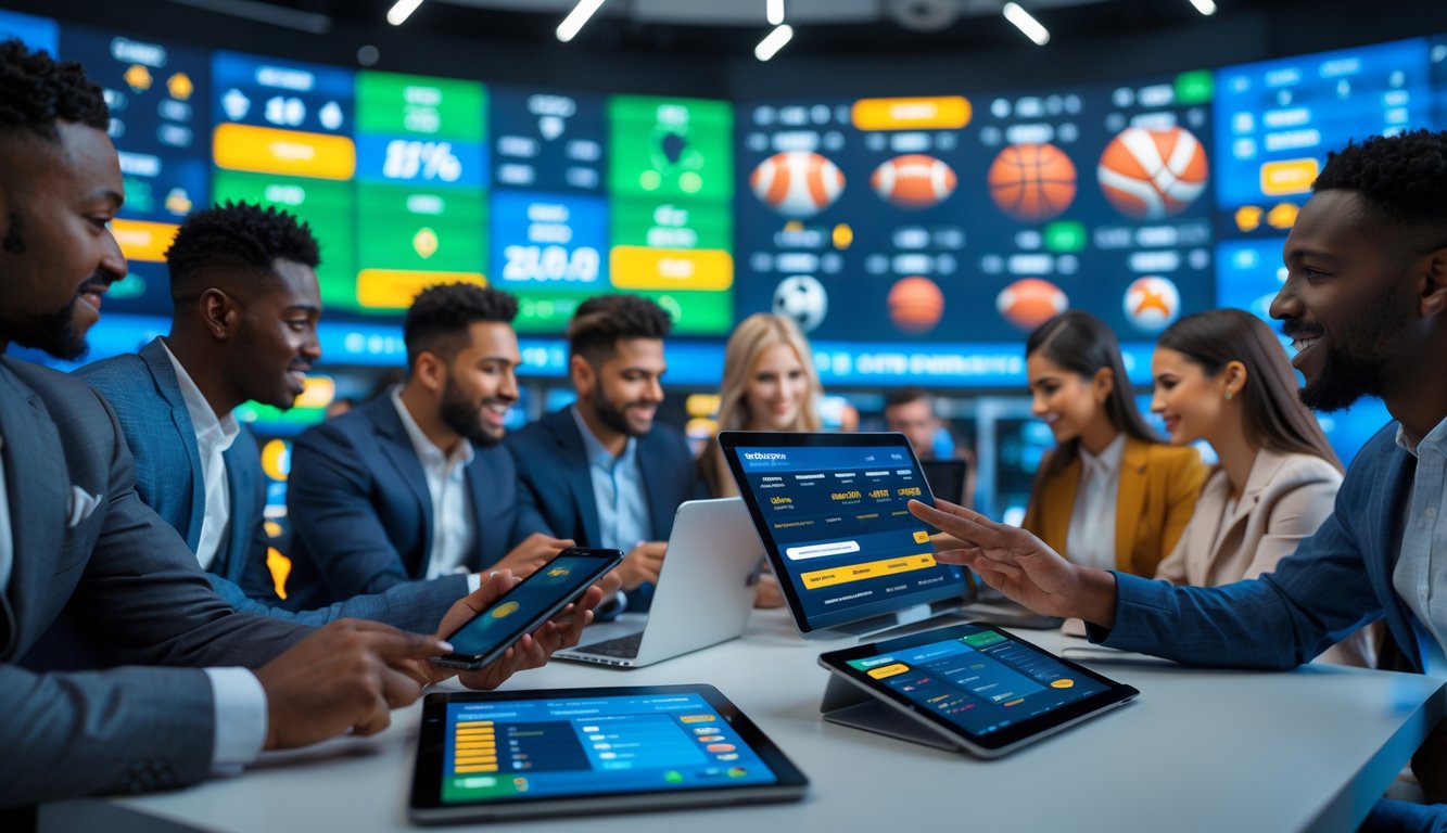 Orang-orang menggunakan perangkat digital untuk bertaruh pada berbagai liga dan pasar olahraga secara online.