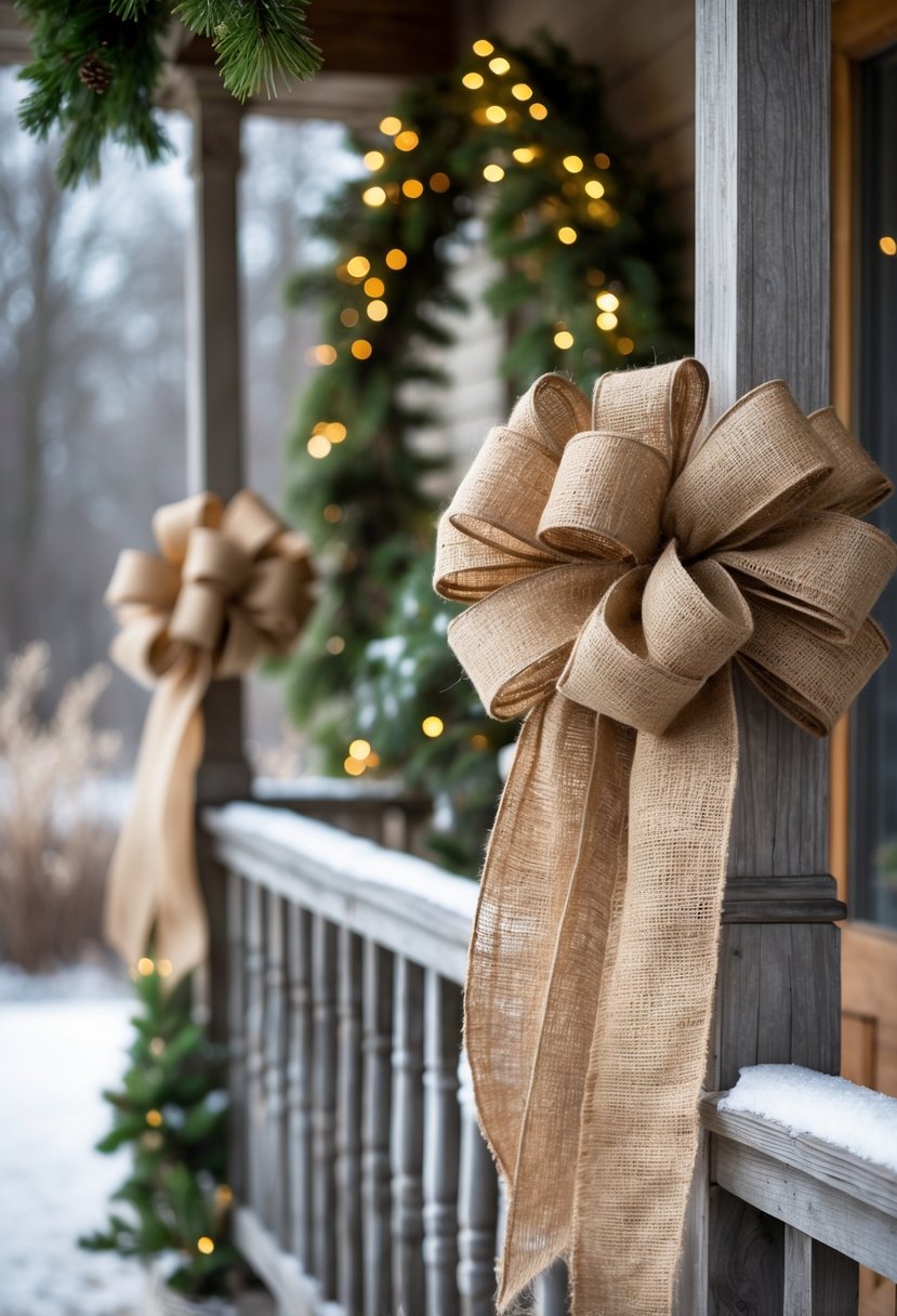 Burlap Railing 17 Charming Winter Front Porch Decor Ideas to Boost Curb Appeal | Footted