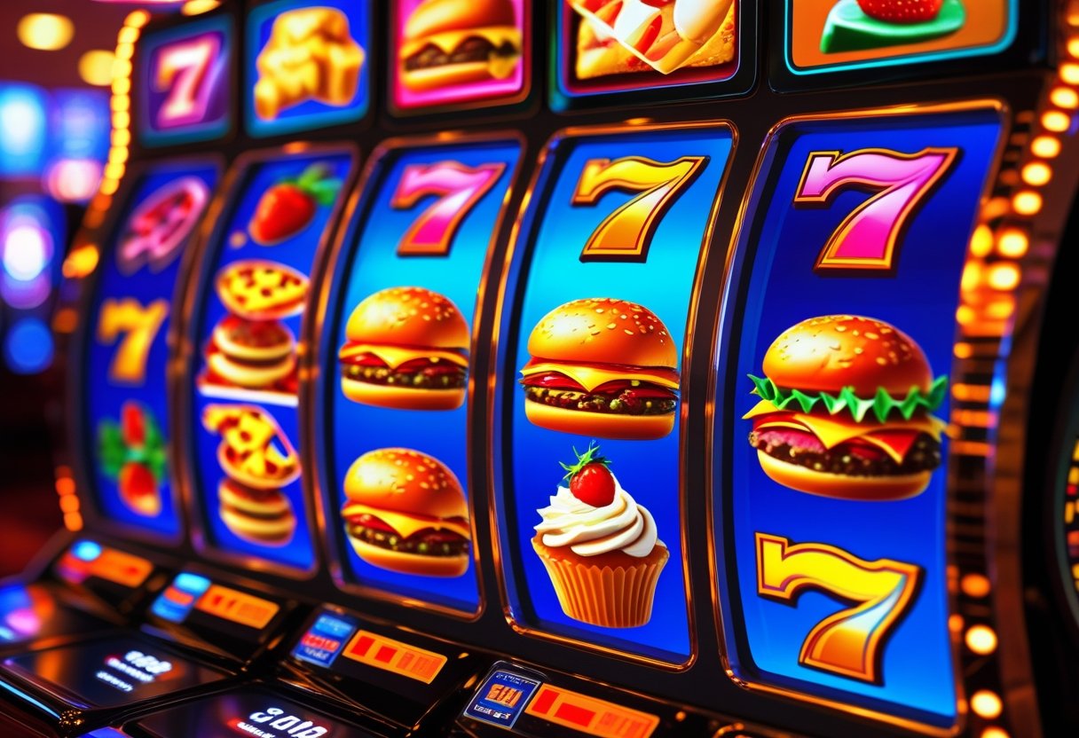 A slot machine with food themed