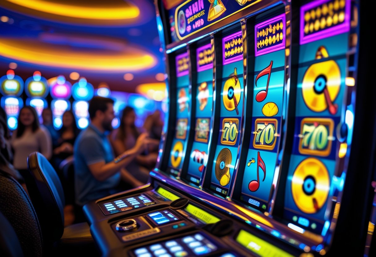 Close-up of a music-themed slot machine