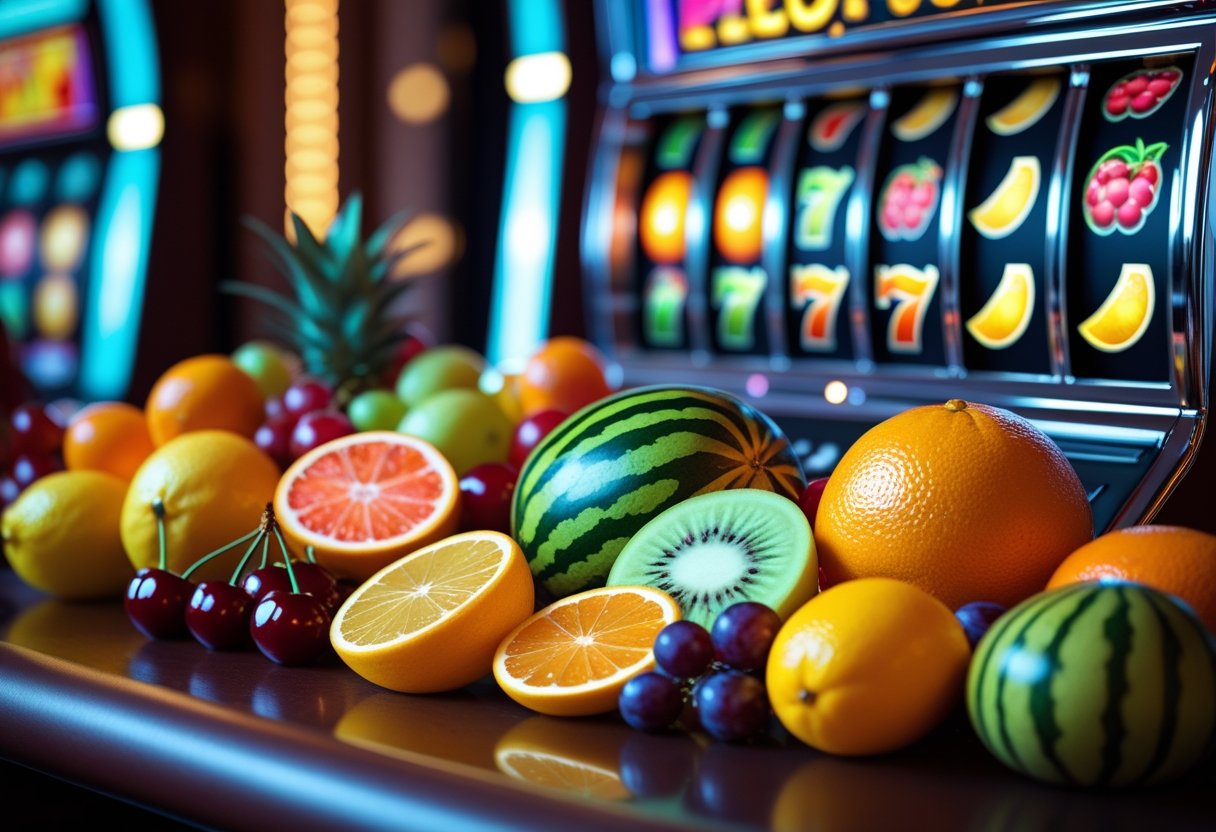 A close-up of colorful slots