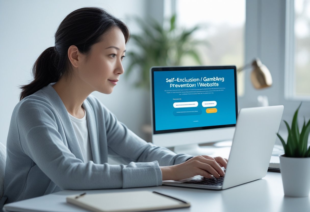 A person sitting at a desk using a laptop, appearing focused and thoughtful in a calm indoor setting.