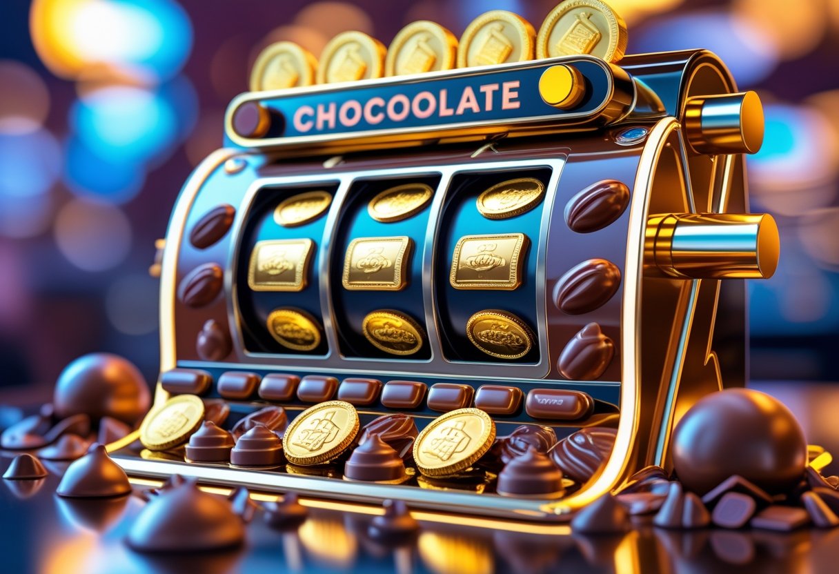 A chocolate-themed casino slot machine 
