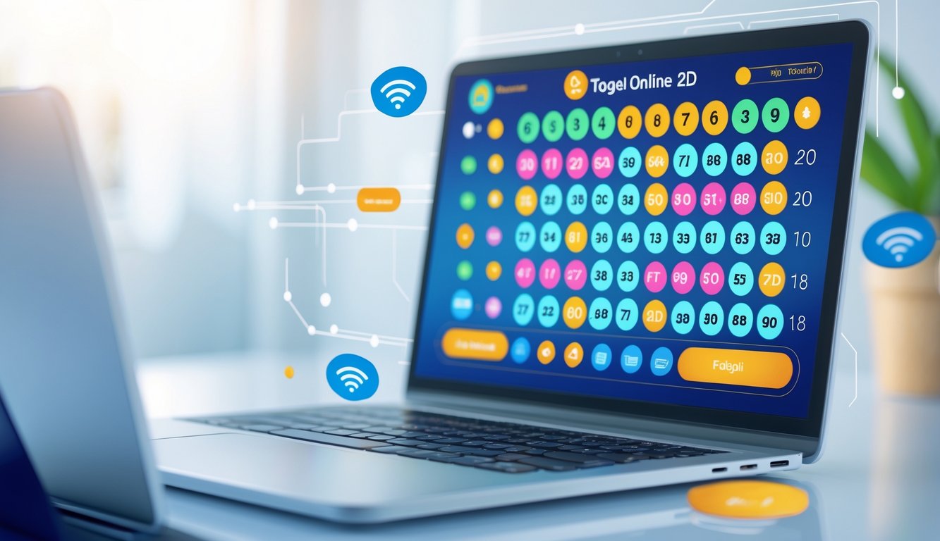 Seorang pengguna sedang melihat layar perangkat digital dengan tampilan angka untuk permainan togel online.