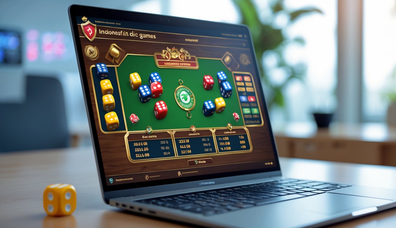 Suasana modern dengan komputer menampilkan permainan dadu online yang terpercaya di lingkungan kerja yang bersih dan terang.