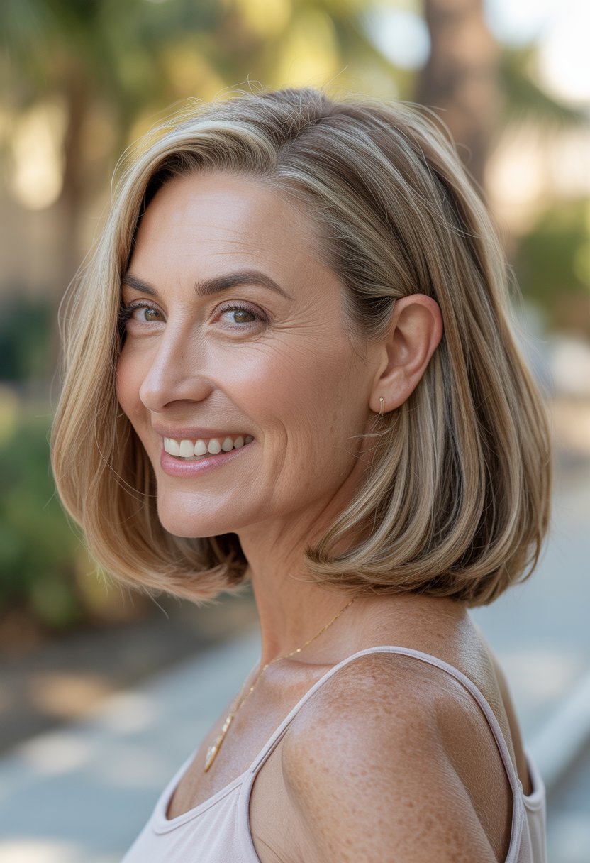 Headshot of a smiling woman outdoors with a blurred background.