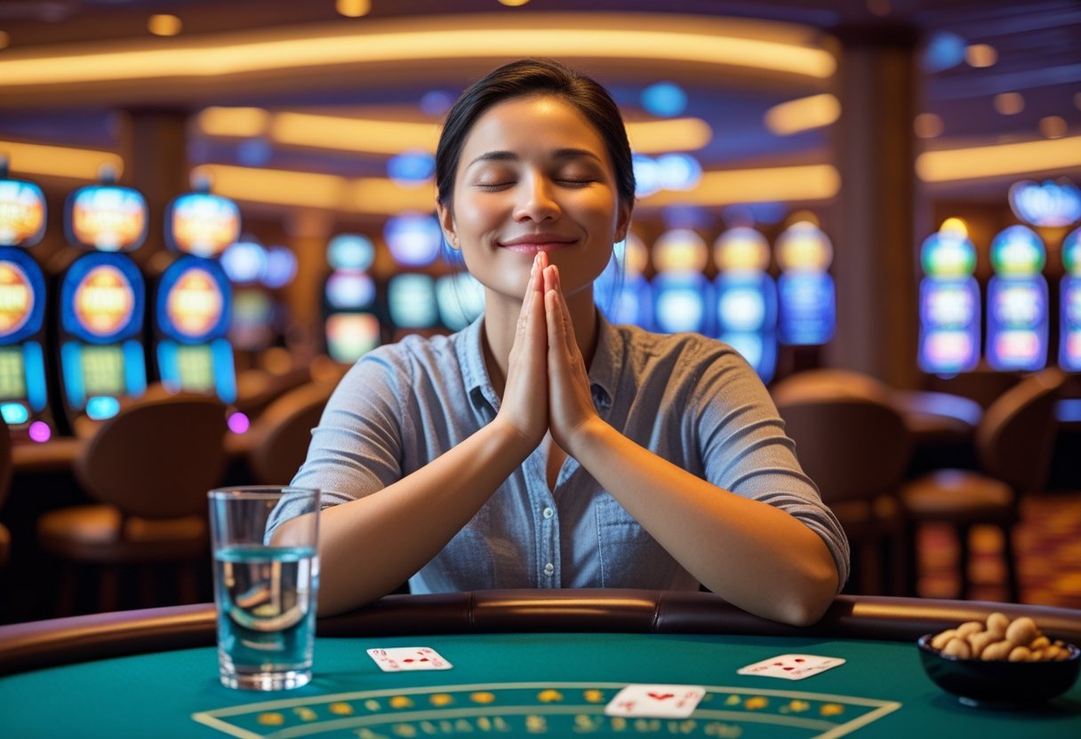 A person sitting calmly at a casino table