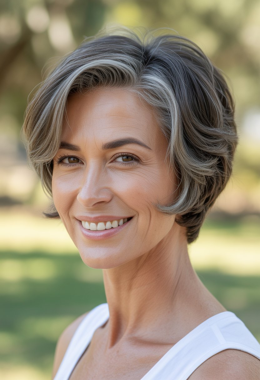 Headshot of a smiling woman outdoors with natural greenery in the background.