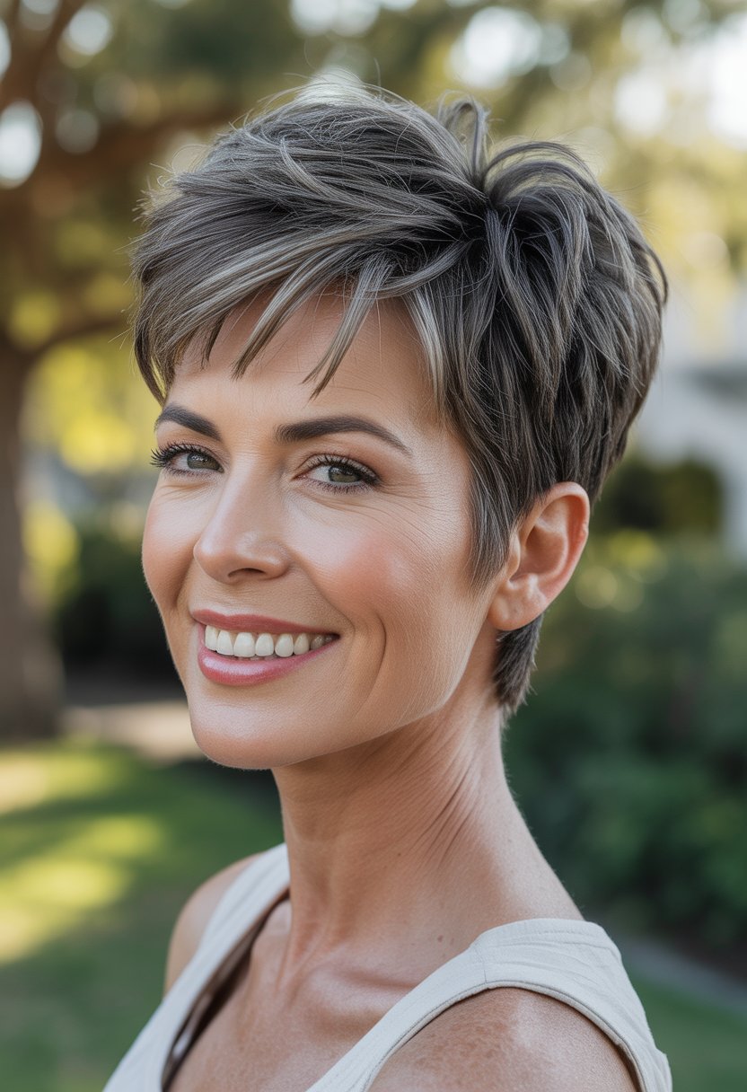 Headshot of a smiling woman outdoors with blurred green background.