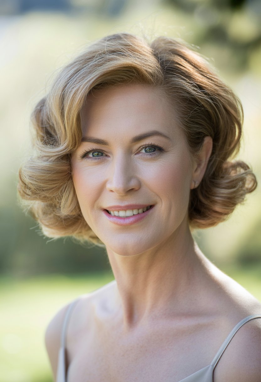 Headshot of a smiling woman outdoors with natural greenery in the background.