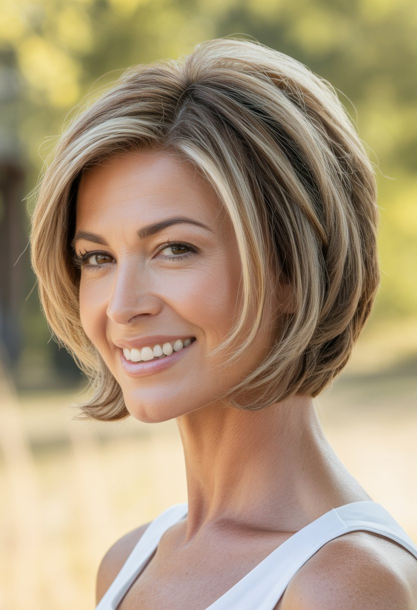 Headshot of a smiling woman outdoors with a blurred natural background.