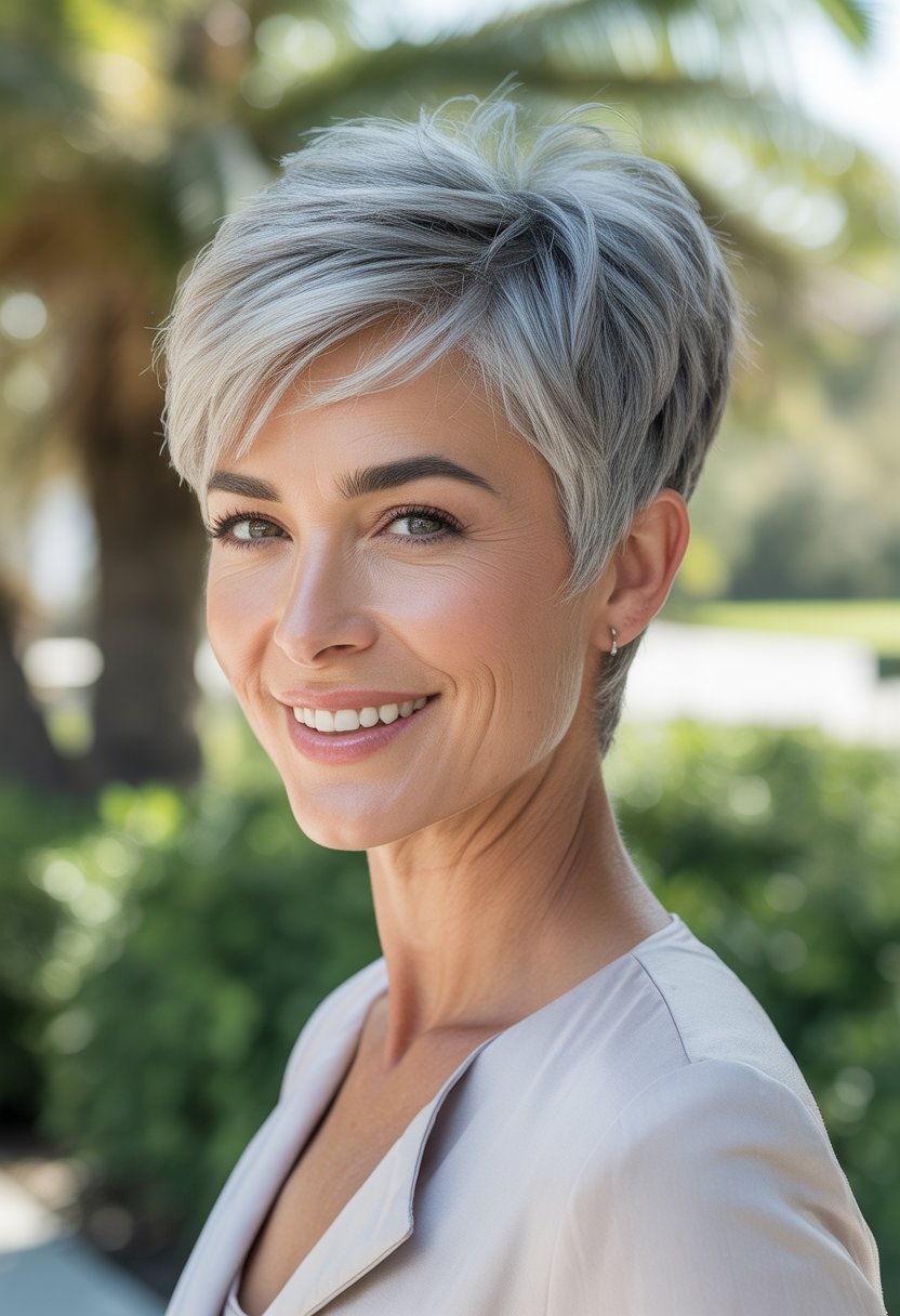 Headshot of a smiling woman outdoors with greenery in the background.