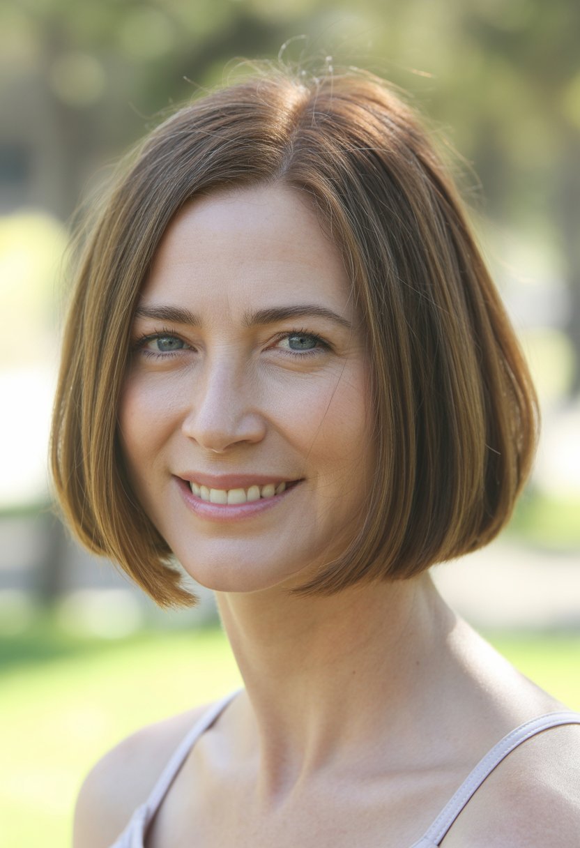 Headshot of a smiling woman outdoors with a blurred natural background.