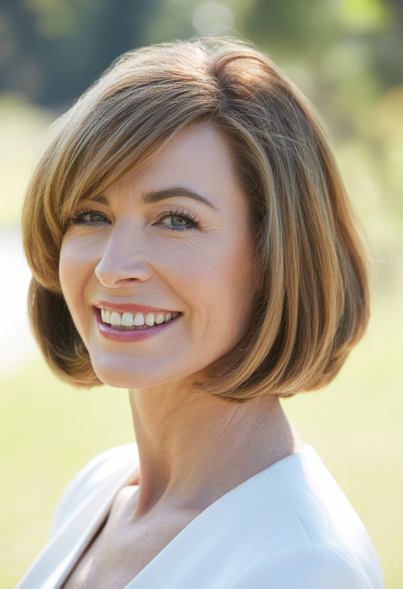 Headshot of a smiling woman outdoors with natural background.