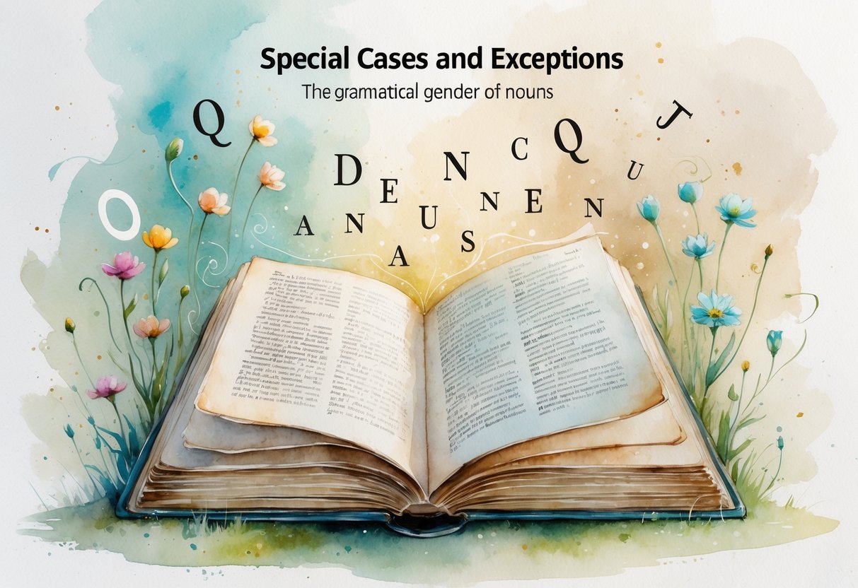 Otvorena knjiga okružena lebdećim slovima i simbolima, s nekoliko jedinstvenih cvjetova koji se ističu među ostalima.