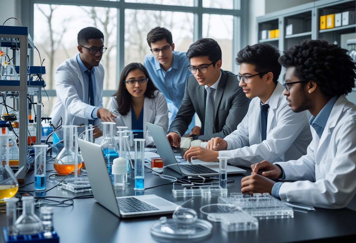 45 Fully Funded Scholarships Massachusetts Institute of Technology 2026 46 A group of diverse young researchers working together in a bright university laboratory with scientific equipment and laptops.