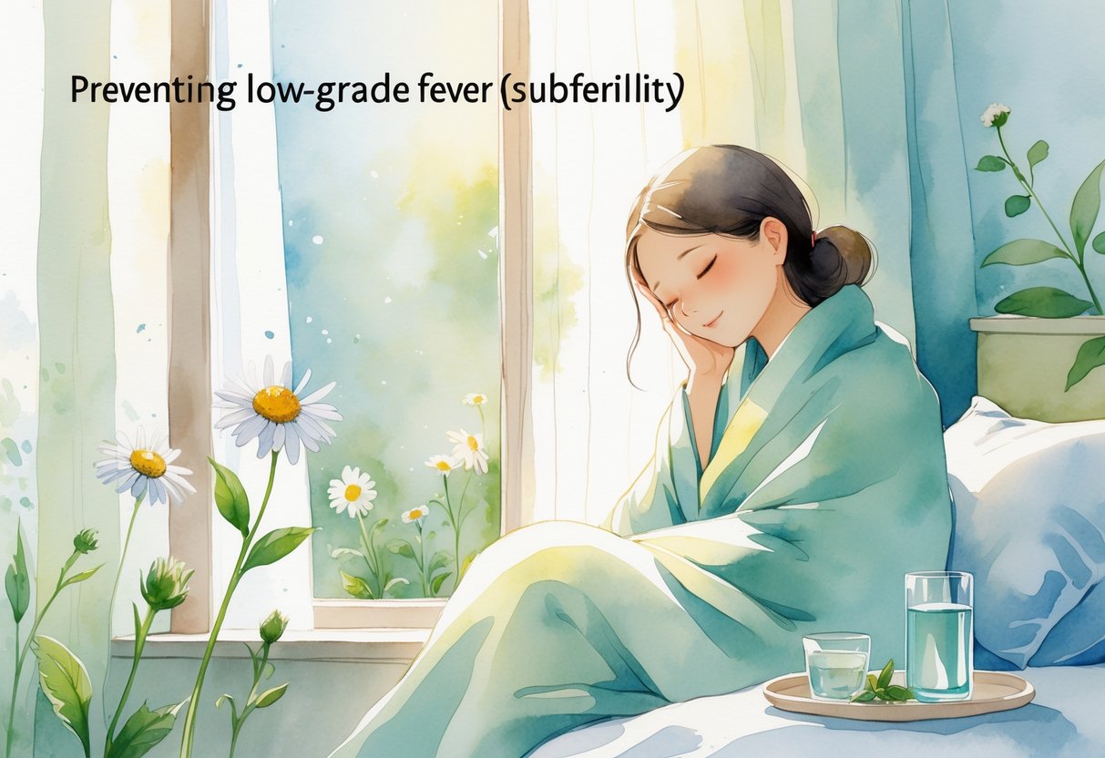 Osoba umotana u lagani pokrivač sjedi pored prozora s cvijećem u pozadini i čašom vode na stoliću.